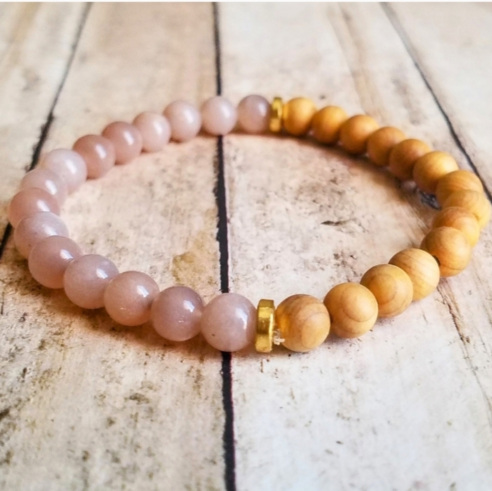Sunstone + Sandalwood Bracelet